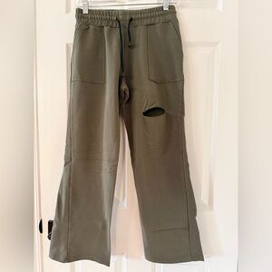Women's Olive Joggers with Distressed Detail